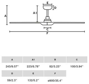 FARO 33806WT - HEYWOOD mennyezeti ventilátor fa/fekete, átm. 90 cm WT + DO