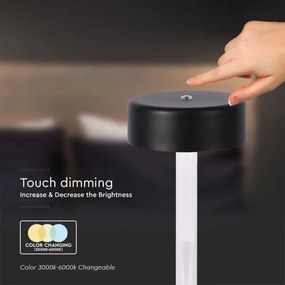 LED Dimmelhető újratölthető asztali lámpa LED/3W/5V 3000-6000K fekete