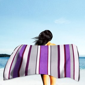 Happy Stripe purple strandtörölköző