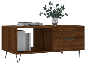 Barna tölgyszínű szerelt fa dohányzóasztal 90 x 50 x 40 cm