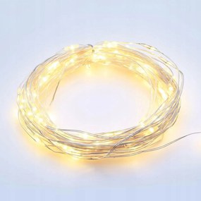 Aca Lighting 200 Ww napelemes Led lámpa, lánc, elemes, 8 funkció, ezüst kábel