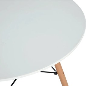 Étkezőasztal, fehér/matt/bükk, átmérő 120 cm, DEMIN NEW