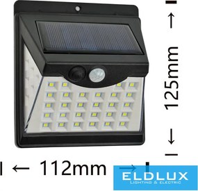 UNIVERSO Solarlámpa-PIR 3.7V-1200mAH 5.5V-0.55W 120lm IP65 fekete