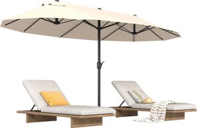 Outsunny XXL Napernyő 455 x 265 cm, UV Védelemmel, Kézi Kurblival, Teraszi Napernyő, Strand Napernyő, Szélálló Kurblis Napernyő Beach, Terasz és Kert