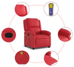 vidaXL piros műbőr dönthető masszázsfotel
