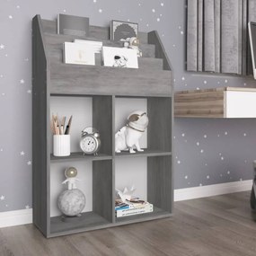 betonszürke szerelt fa gyerek újságtartó 71 x 30 x 114 cm