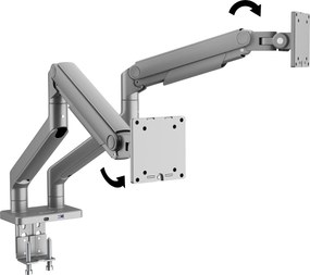 JAKE fém dupla monitorállvány, szürke