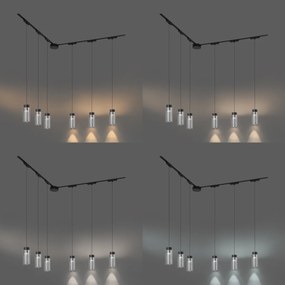 Modern sínrendszer 6 fekete függőlámpa foglalattal, 1 fázisú - Magnetic Vance