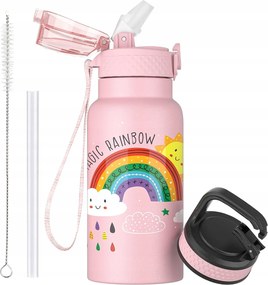 Vízpalack Szívószállal Gyerekeknek Oldley 500 ml Dupla Falú Rózsaszín