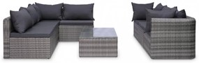 vidaXL 8-részes szürke polyrattan kerti bútorszett párnákkal