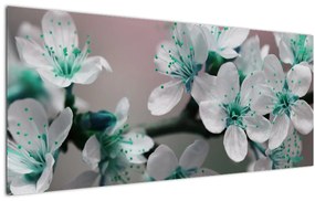 Virágos kép - türkiz (120x50 cm)