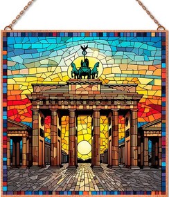 Brandenburgi kapu-Ólomüveg stílusban üvegkép, falikép