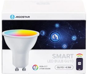 4 darabos szett: LED RGBW dimmelhető okos GU10 izzók, 4,9W/230V, 2700–6500K - Aigostar