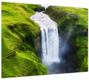 Üveg kép - Skogafoss vízesés (70x50 cm)