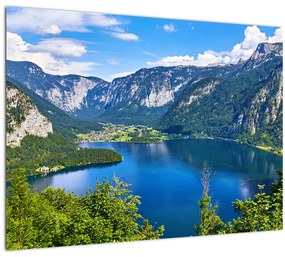 Kép - Hallstatt tó, Hallstatt, Austria (üvegen) (70x50 cm)