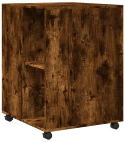 füstös tölgy színű szerelt fa kisasztal kerekekkel 55x60x78 cm