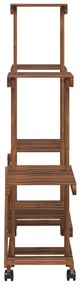 tömör fenyőfa virágtartó állvány kerekekkel 95 x 25 x 101 cm