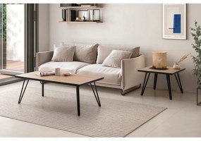 Fekete-natúr színű dohányzóasztal tölgyfa dekoros asztallappal 60x120 cm Sindi – Marckeric