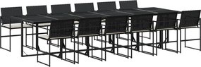 vidaXL 13 részes fekete polyrattan kerti ülőgarnitúra párnákkal