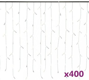 8 funkciós hideg fehér LED-es jégcsapfényfüggöny 10 m 400 LED