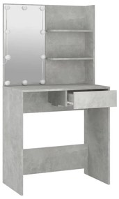 betonszürke fésülködőasztal LED-del 74,5 x 40 x 141 cm