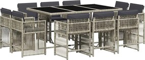 vidaXL 11 részes világosszürke polyrattan kerti ülőgarnitúra párnákkal