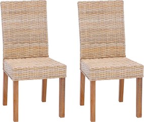 vidaXL Étkezőszék 2 pcs Természetes 45 x 54 x 93 cm Tömör Mahagóni Fa