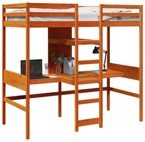 viaszbarna tömör fenyő galériaágy-keret matrac nélkül 75x190 cm