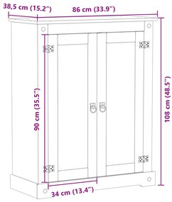 Corona tömör fenyőfa cipőszekrény 86 x 38,5 x 108 cm