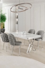 Rigel étkezőgarnitúra, fehér-króm, 130 cm – TR240CHR2232