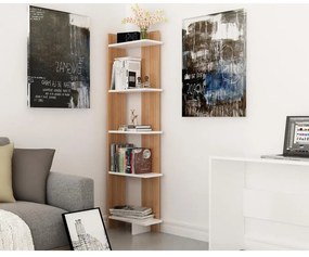 könyvespolc Als - Teak, White