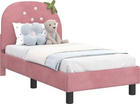 vidaXL Gyerekágy keret fejtámlával Rózsaszín 70 x 140 cm Bársony