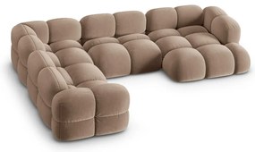 Barna bársony sarokkanapé (bal oldali-U alakú) Loretto – Cosmopolitan Design