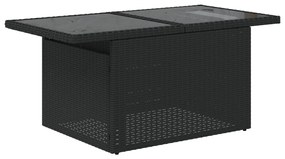 7 Darabos Kerti Sofaszett Párnákkal Fekete Poli Rattan, 2 Személyes Kerti Sofa Tárolóval és Párnákkal Fekete Poli Rattan
