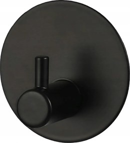 Fürdőszobái Akasztó, Fekete Matt, Kerek, Öntapadós, Fém, Masszív, Divatos