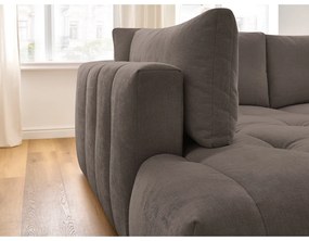 Szürkésbarna kinyitható-tárolóhelyes sarokkanapé (bal oldali-L alakú) Fuji – Bobochic Paris