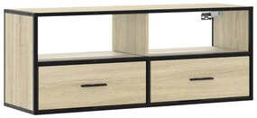 sonoma tölgy színű szerelt fa és fém TV-szekrény 100x31x39,5 cm