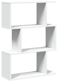 3 szintes fehér szerelt fa elválasztó könyvespolc 70x24x97 cm