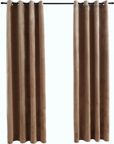 vidaXL 2 db bézs bársony sötétítőfüggöny gyűrűkkel 140 x 175 cm