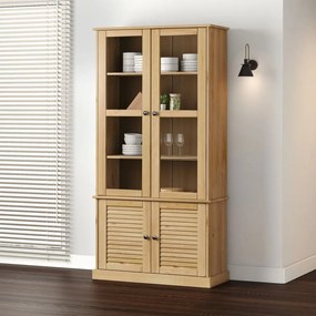 VIGO üvegvitrines tömör fenyőfa éjjeliszekrény 85x35x170 cm
