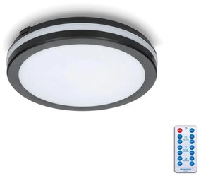 Kobi LED Fürdőszobai mennyezeti lámpa érzékelővel LED/12W/230V átm. 20 cm fekete + távirányító KB0346