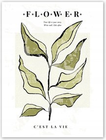 Boho levelek zöld Poszter 30x40cm art #T18