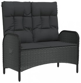 vidaXL 4 részes fekete polyrattan kerti étkezőszett párnákkal