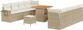vidaXL Kerti Kanapé Szett párnával 11 pcs Beige és krém polirattan