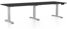 OfficeTech Long állítható magasságú asztal, 240 x 80 cm, szürke alap, fekete