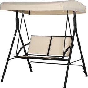 Outsunny 2 személyes kerti hinta állítható napernyővel és textilanyag ülés, 140x118x162cm Bézs | Aosom