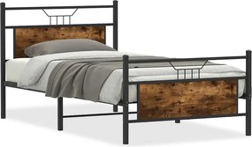 vidaXL füstös tölgy színű szerelt fa ágykeret matrac nélkül 100x200 cm