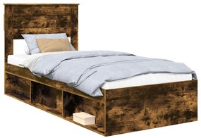 vidaXL Ágykeret matracmal Füstölt tölgy 90 x 190 cm Tömör fenyőfa