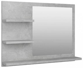 betonszürke szerelt fa fürdőszobai tükör 60 x 10,5 x 45 cm
