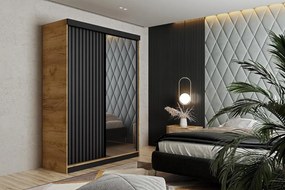 Malani 138 Tolóajtós Szekrény 138cm, Arany Tölgy-Grafit